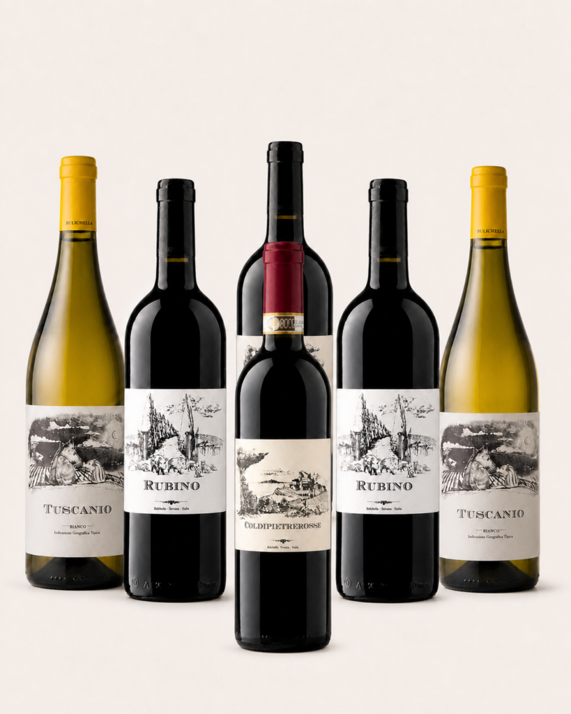 Villa Bianca Discovery Smagekasse: 2 Tuscanio, 3 Rubino og 1 Coldipietrerosse i stram standardformation