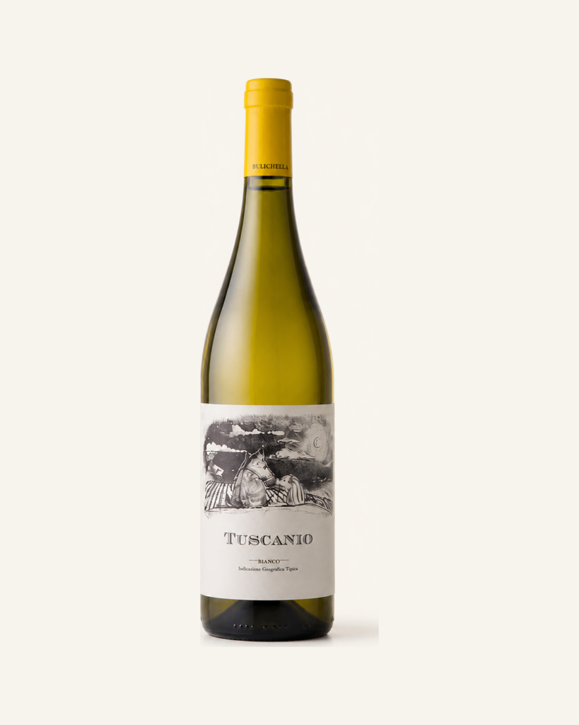 Bulichella Tuscanio Bianco – ren flaske på lys baggrund