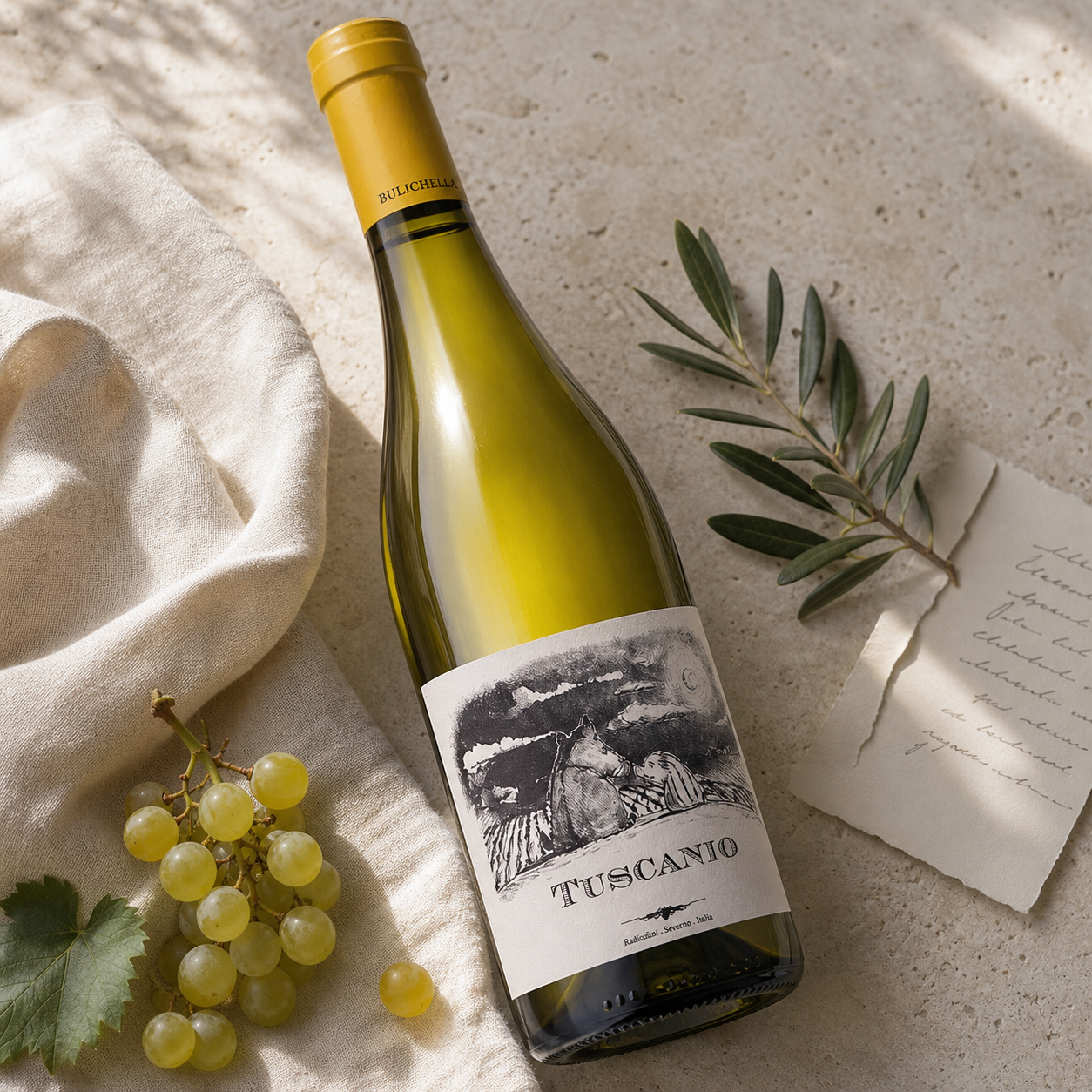 Bulichella Tuscanio Bianco med Vermentino-druer